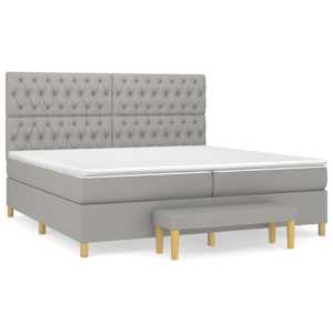 Box spring postel s matrací světle šedá 200 x 200 cm textil - obrázek 2