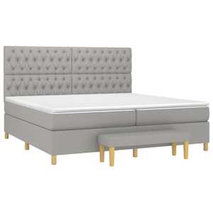 Box spring postel s matrací světle šedá 200 x 200 cm textil - obrázek 3