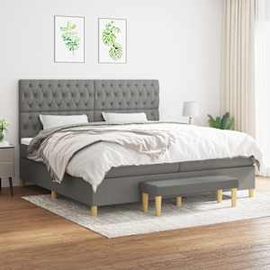 Box spring postel s matrací tmavě šedá 200x200 cm textil - obrázek 1