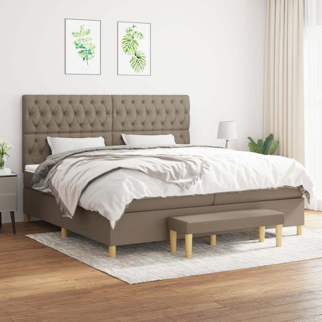 Boxspringbett mit Matratze Taupe 200×200 cm Stoff