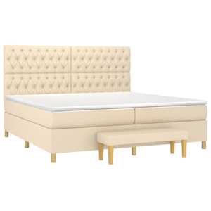 Box spring postel s matrací krémová 200x200 cm textil - obrázek 3