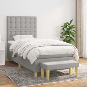 Box spring postel s matrací světle šedá 80 x 200 cm textil - obrázek 1