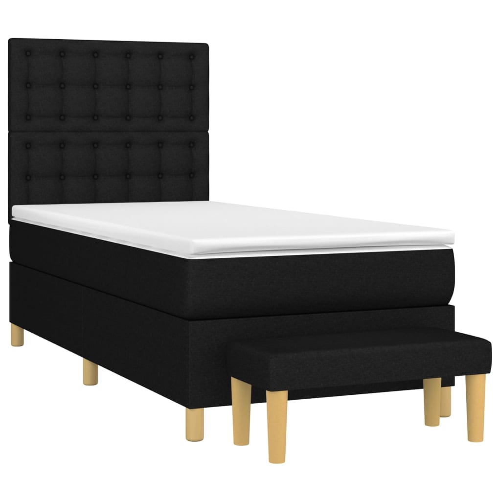 vidaXL Boxspring met matras stof zwart 80x200 cm afbeelding