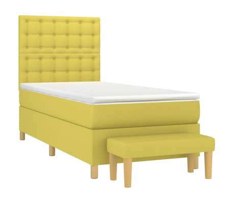 vidaXL Lova su spyruoklėmis ir čiužiniu, žalia, 80x200 cm, audinys