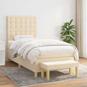 Box spring postel s matrací krémová 90x190 cm textil - obrázek 1
