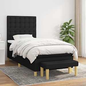Box spring postel s matrací černá 90x200 cm textil - obrázek 1