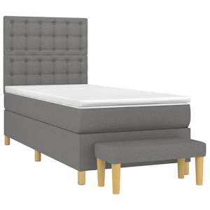 Box spring postel s matrací tmavě šedá 100 x 200 cm textil - obrázek 3