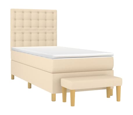 vidaXL Boxspringbett mit Matratze Creme 100x200 cm Stoff