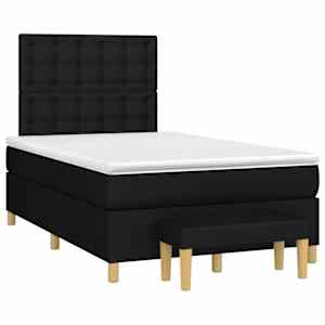 Box spring postelja z vzmetnico črn 120x200 cm blago - slika 3