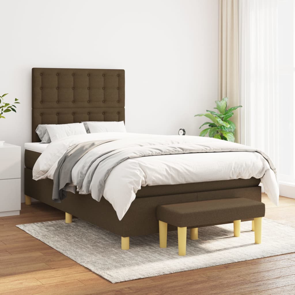 vida XL Boxspringbett mit Matratze Dunkelbraun 120x 200 cm Stoff