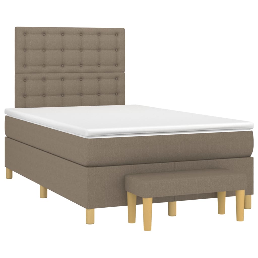 tópszínű szövet rugós ágy matraccal 120 x 200 cm