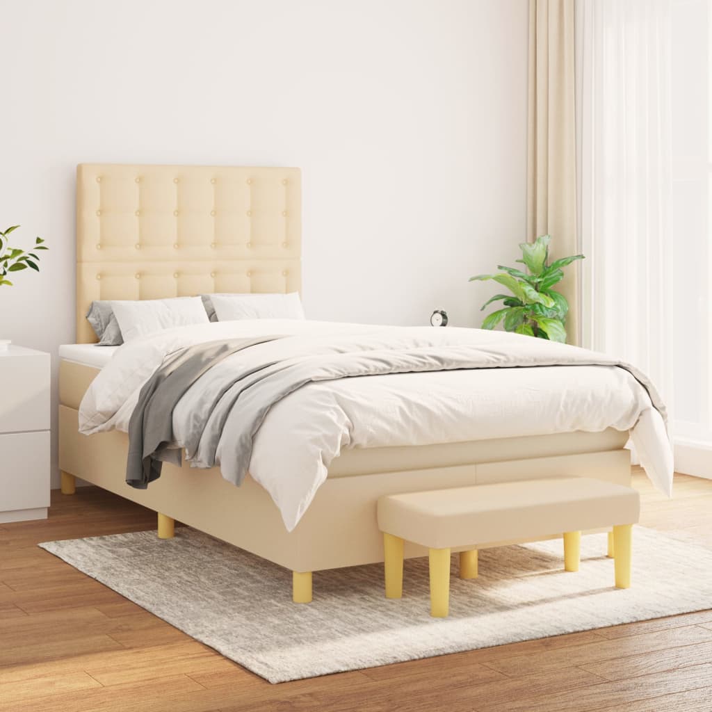 Boxspringbett mit Matratze Creme 120×200 cm Stoff