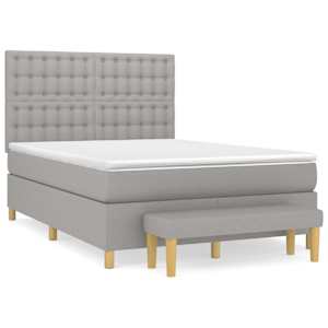 Box spring postel s matrací světle šedá 140 x 190 cm textil - obrázek 2