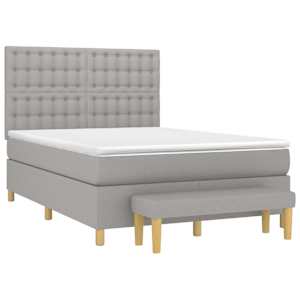 Box spring postel s matrací světle šedá 140 x 190 cm textil - obrázek 3