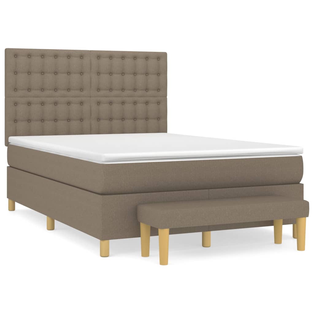 vidaXL Box spring postelja z vzmetnico taupe 140x190 cm blago