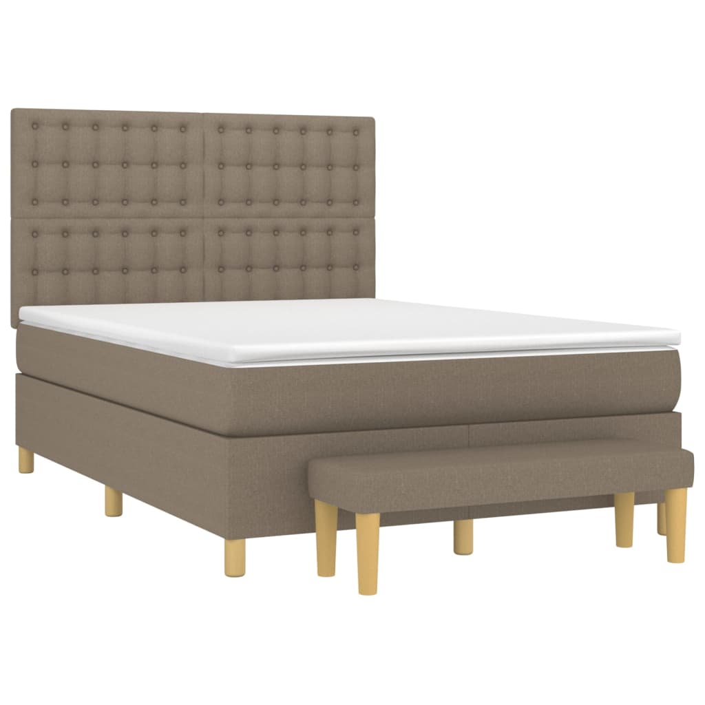 vidaXL Boxspring met matras stof taupe 140x190 cm afbeelding