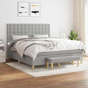 Box spring postel s matrací světle šedá 160 x 200 cm textil - obrázek 1
