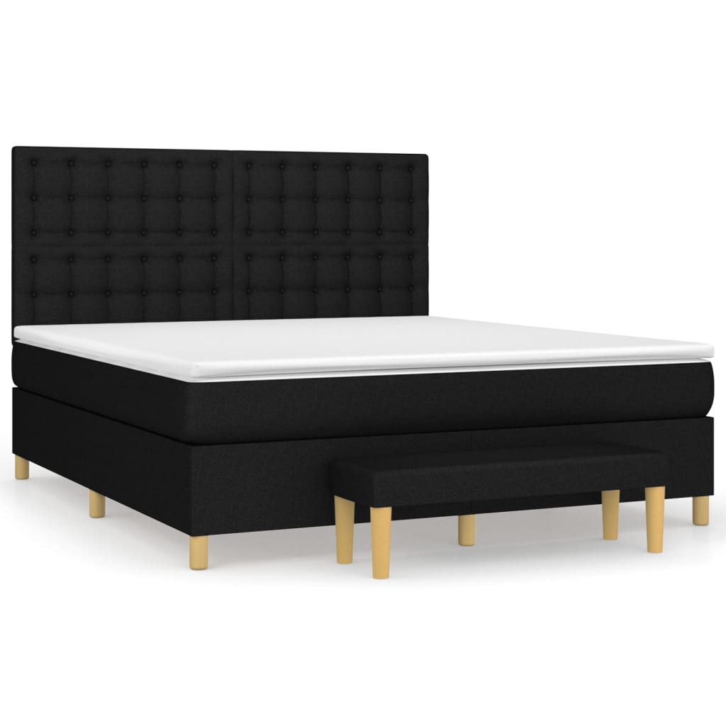 vidaXL Box spring postel s matrací černá 160x200 cm textil