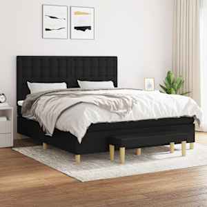 Box spring postel s matrací černá 160x200 cm textil - obrázek 1