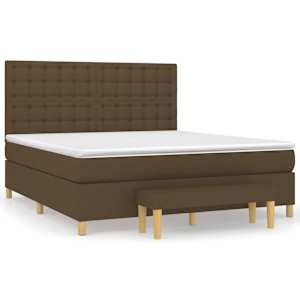Box spring postel s matrací tmavě hnědá 160x200 cm textil - obrázek 2