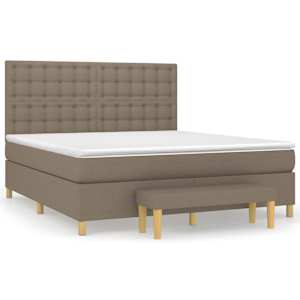 Box spring postelja z vzmetnico taupe 160x200 cm blago - slika 2