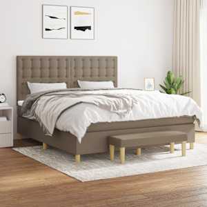 Box spring postel s matrací taupe 160x200 cm textil - obrázek 1
