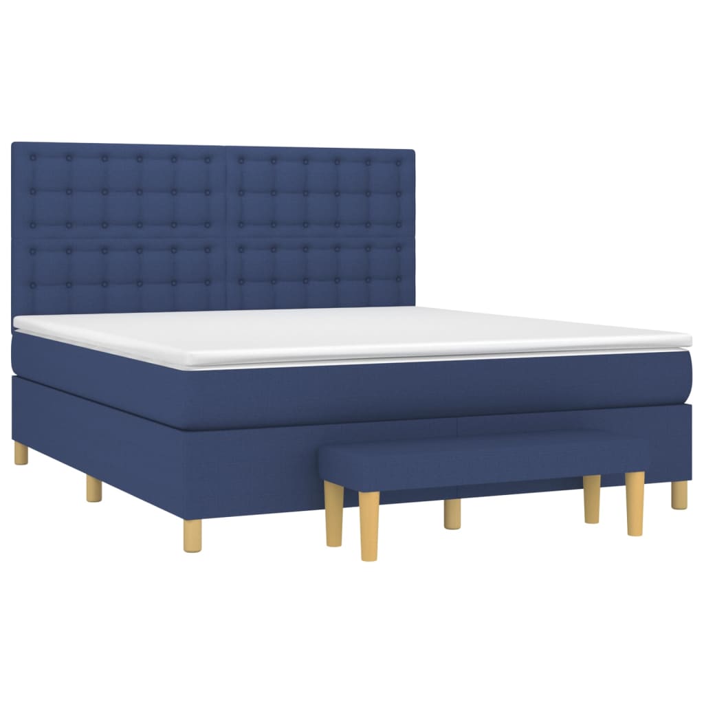vidaXL Boxspring met matras stof blauw 160x200 cm afbeelding
