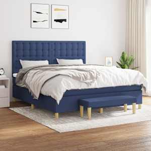 Box spring postel s matrací modrá 160x200 cm textil - obrázek 1