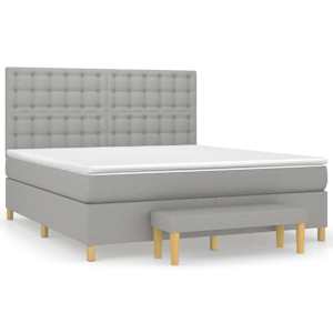 Box spring postel s matrací světle šedá 180 x 200 cm textil - obrázek 2