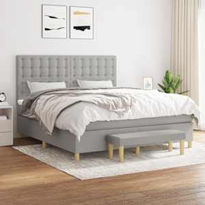 Box spring postel s matrací světle šedá 180 x 200 cm textil - obrázek 1