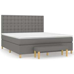 Box spring postel s matrací tmavě šedá 180x200 cm textil - obrázek 2