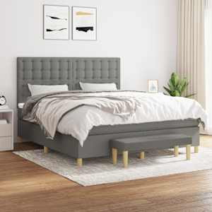 Box spring postel s matrací tmavě šedá 180x200 cm textil - obrázek 1