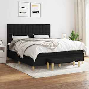 Box spring postel s matrací černá 180x200 cm textil - obrázek 1