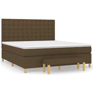 Box spring postel s matrací tmavě hnědá 180x200 cm textil - obrázek 2
