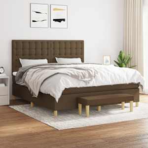 Box spring postel s matrací tmavě hnědá 180x200 cm textil - obrázek 1