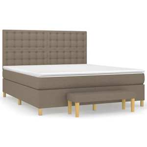 Box spring postelja z vzmetnico taupe 180x200 cm blago - slika 2
