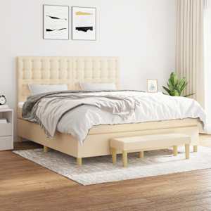 Box spring postel s matrací krémová 180x200 cm textil - obrázek 1