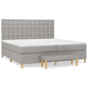 Box spring postel s matrací světle šedá 200 x 200 cm textil - obrázek 2