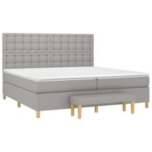 Box spring postel s matrací světle šedá 200 x 200 cm textil - obrázek 3