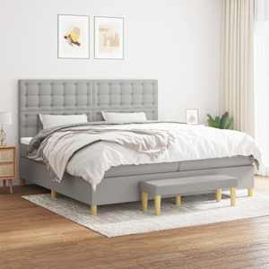 Box spring postel s matrací světle šedá 200 x 200 cm textil - obrázek 1