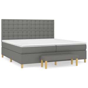 Box spring postel s matrací tmavě šedá 200x200 cm textil - obrázek 2