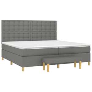 Box spring postelja z vzmetnico temno siva 200x200 cm blago - slika 3