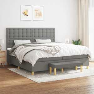 Box spring postel s matrací tmavě šedá 200x200 cm textil - obrázek 1