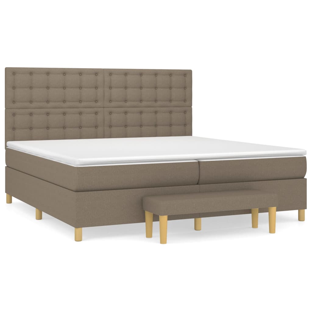 vidaXL Box spring postelja z vzmetnico taupe 200x200 cm blago