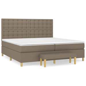 Box spring postelja z vzmetnico taupe 200x200 cm blago - slika 2
