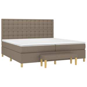 Box spring postelja z vzmetnico taupe 200x200 cm blago - slika 3