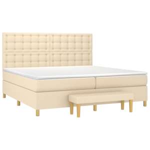 Box spring postel s matrací krémová 200x200 cm textil - obrázek 3