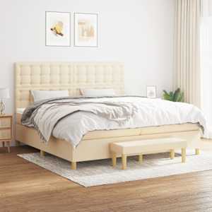 Box spring postel s matrací krémová 200x200 cm textil - obrázek 1