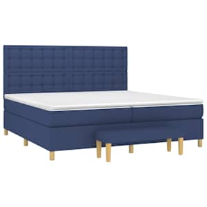 Box spring postelja z vzmetnico moder 200x200 cm blago - slika 3