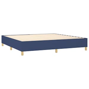 Box spring postelja z vzmetnico moder 200x200 cm blago - slika 4